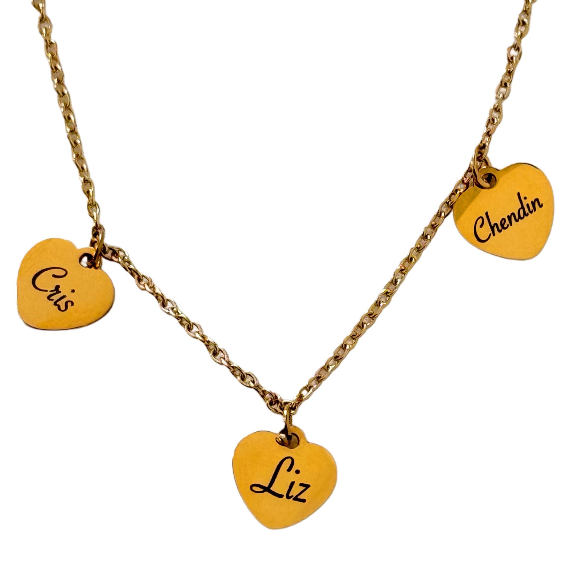 Collar con Nombres, Dijes de Corazón