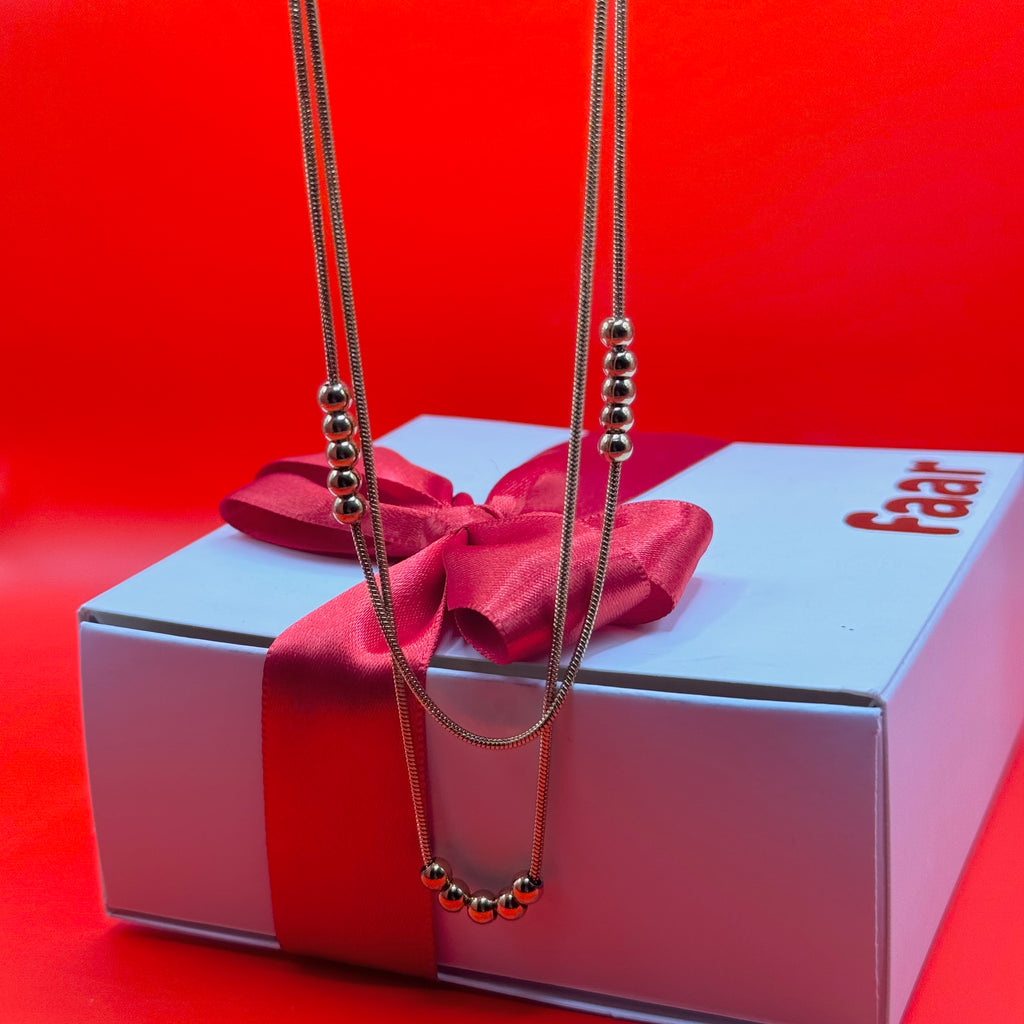 Collar Doble Cadena Bolas