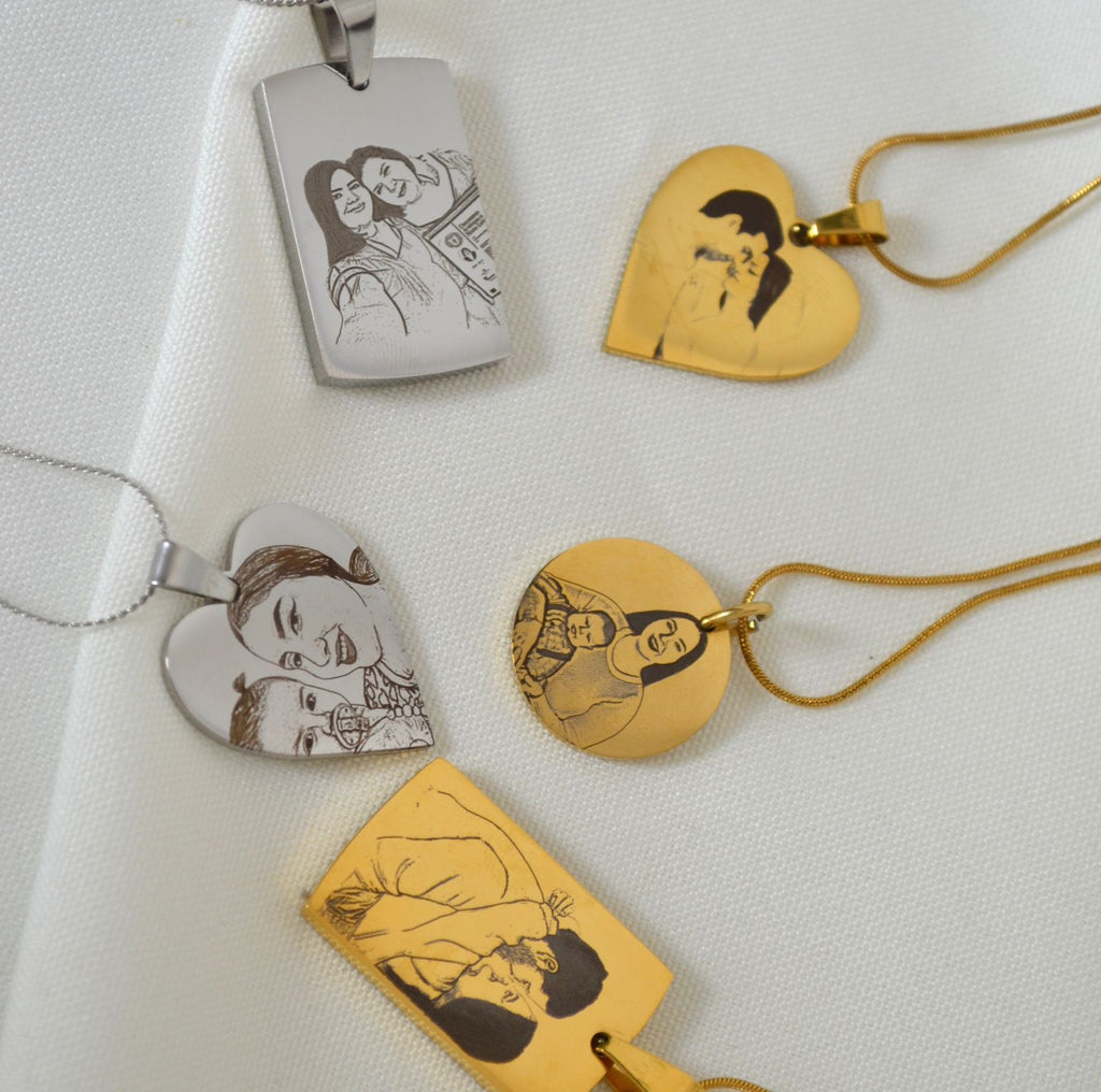 Collar Retrato Rectangular Plateado