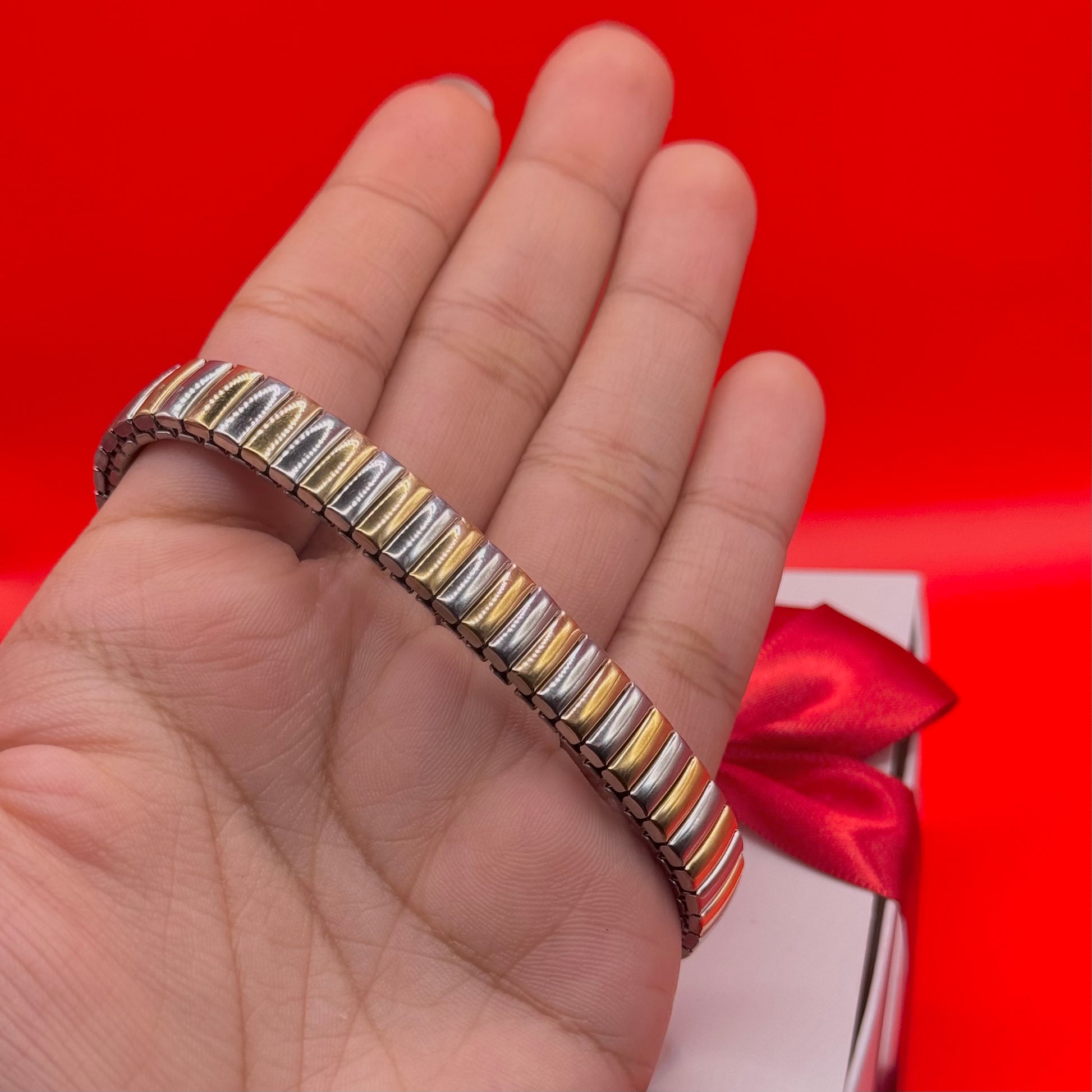 Pulsera Elástico Dorada y Plateada