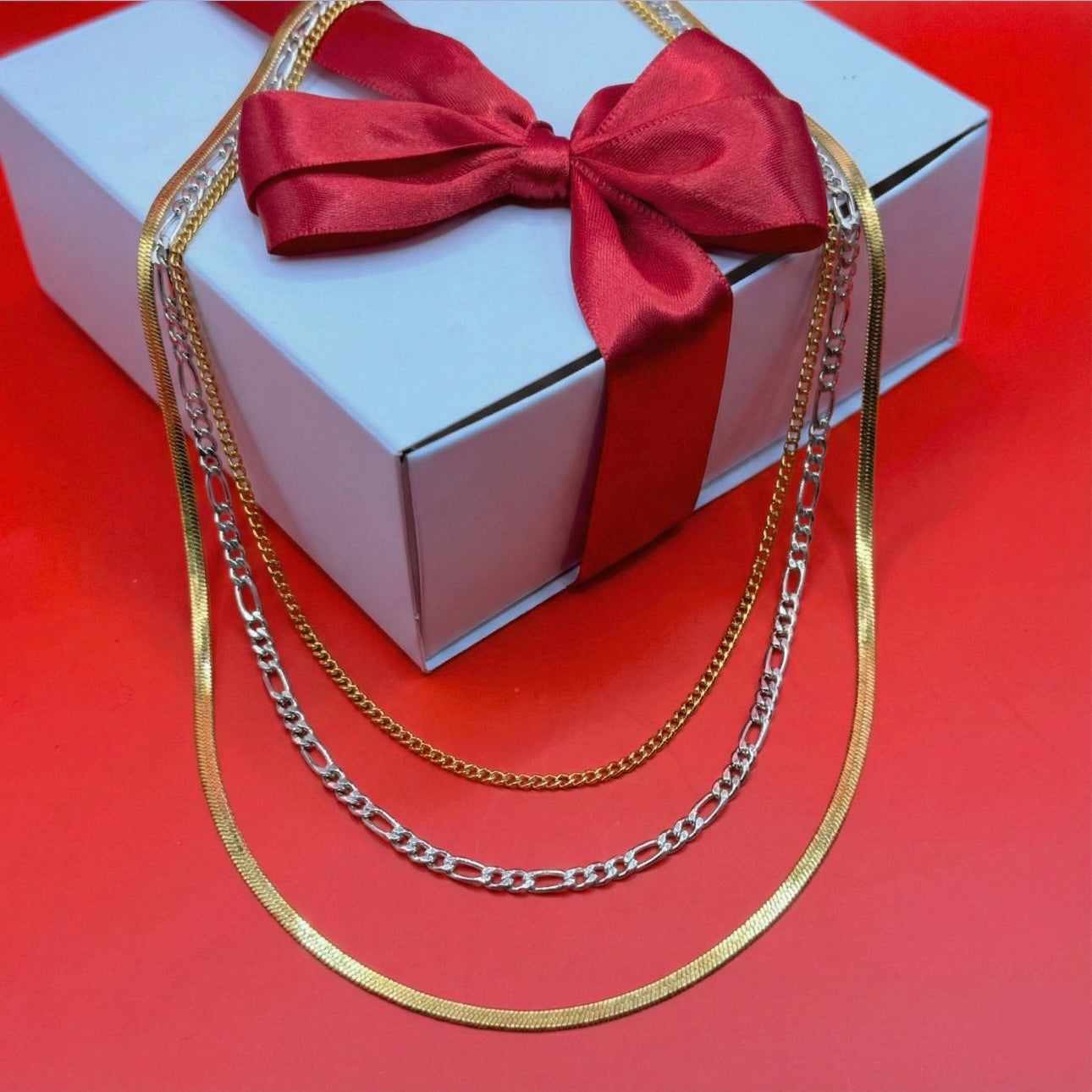 Cadena Triple Dorado y Plateado